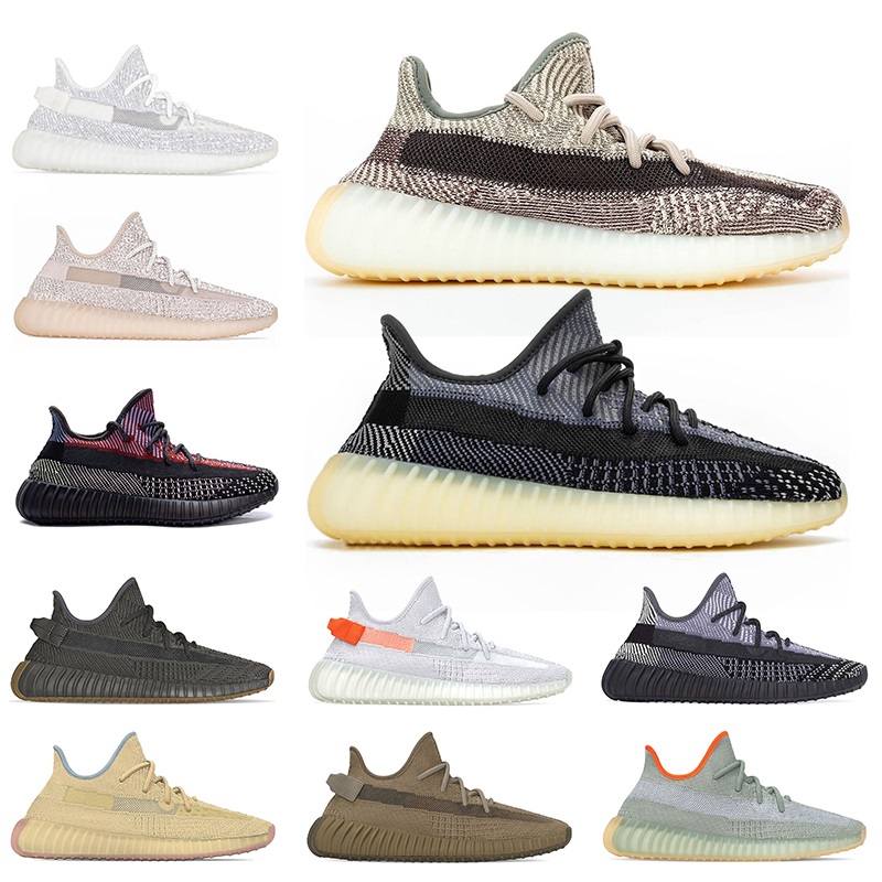 

2020 Kanye West Men Women Running Shoes Cinder Earth Desert Sage Asriel Zebra Static Reflective Mens Sneakers Sports Size 36-48, Core black white 36-47