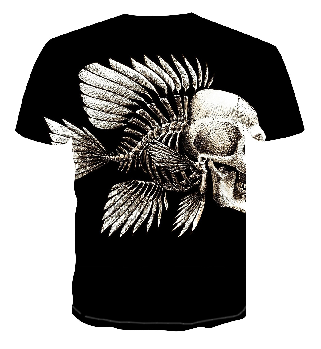 

E-Baihui 2021 Skull Fashion T-shirt Personality Creative 3D Men's T-shirt Digital Printed Mesh Breathable Short Sleeves AE871, Black