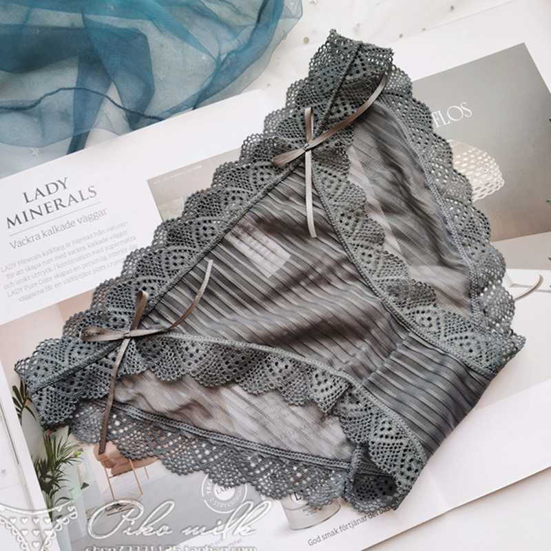 

Luxury Lace Women's Panties Sexy Ice Silk Female Underpants Ladies Dark Pattern Lingerie Low Waist Briefs Fashion Soft Underwear, Black