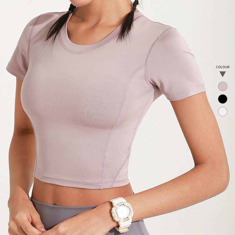 

Women Summer Yoga Cropped Tops Slim Gym Shirts Women Sportswear Sport Top Shirts Quick Dry Workout Running T Fitness T883, T883 white
