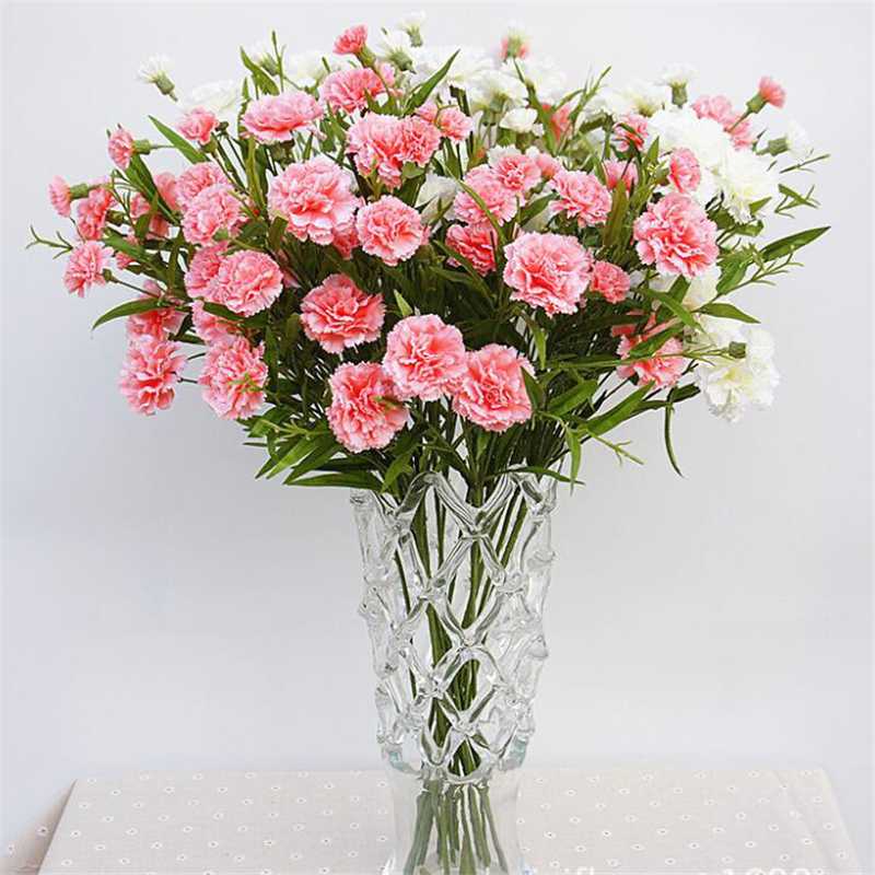 

1pc 6 buds silk Artificial fake Flowers fleur artificielles Carnation flores para decora o Home wedding decoration Flower, Random for sale