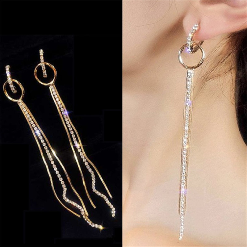 

Long Tassel Earrings Round Charm Earrings Diamond Designer Earrings Studs S925 Silver Needle Earring For Gift