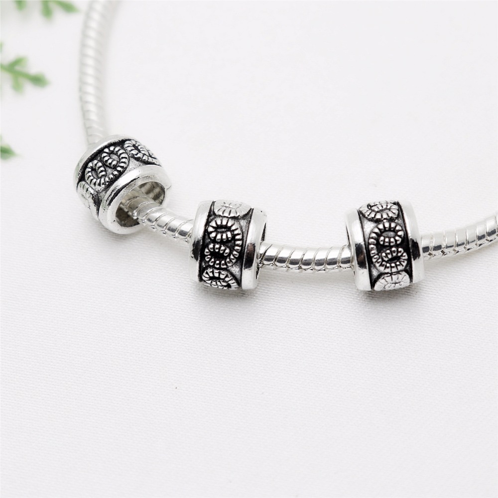 

200pcs/lot Antique Silver big hole beads Spacers Beads Jewerly Accessories 8mm For Jewelry Making DIY 9x7mm hole 5mm, Black