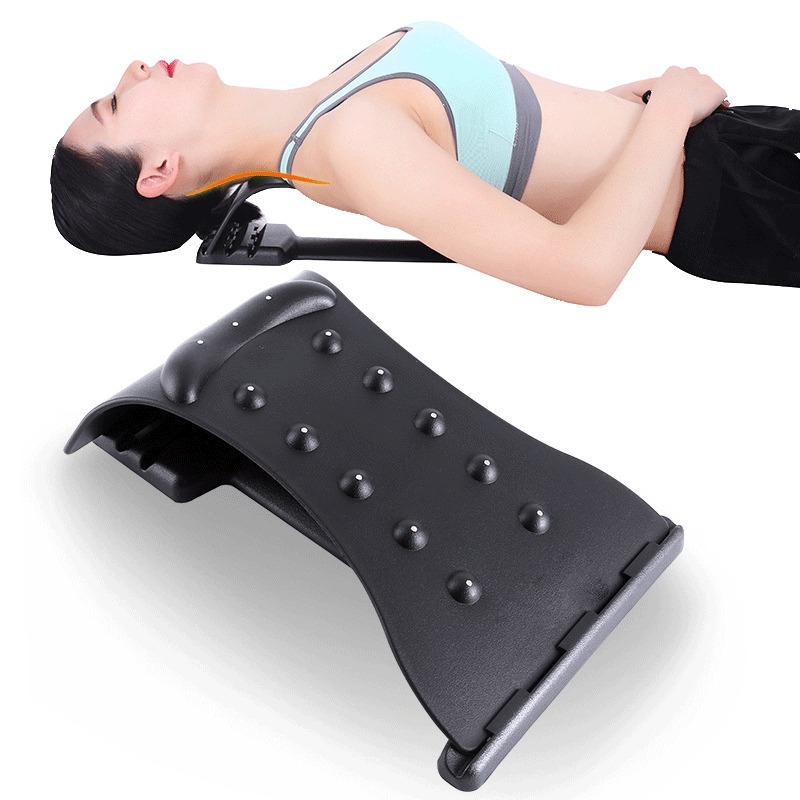 

1pcs Back Massager Stretcher Yoga Waist Support Stretcher Back Fitness Waist Support Relaxation Spine Pain Relief Pad New, Black