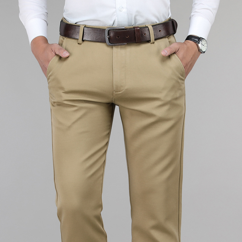 

Plus Size 44 Men's Modal Casual Pants Classic Style Business Fashion Straight Elastic Trousers Male Khaki Gray Black Navy,3613, 3613 light gray