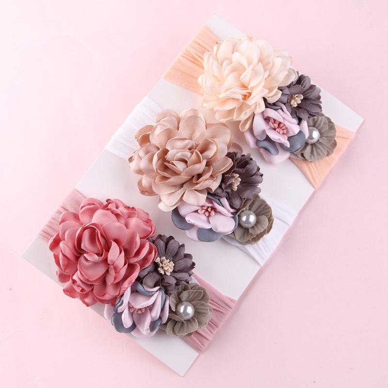 

Artificia Flowers Soft Nylon Headband For Girls Kids Solid Fabric Flower Crown Hairbands With Wide Summer Hair Accessories