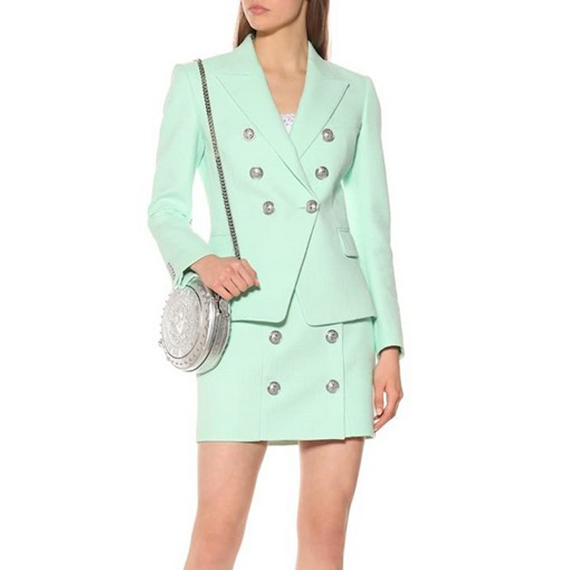 

11.6 2020 Early Autumn New Double breasted slim long sleeve blazer coat women + fashion Double breasted package hip skirt, Just skirt