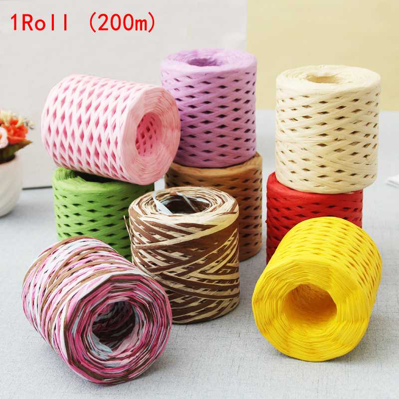 

1PC 200m/roll DIY Paper Ribbon Cord Rope For Palm Packaging Gift Box Packing Wedding Party Decoration Wrapping String, Pink