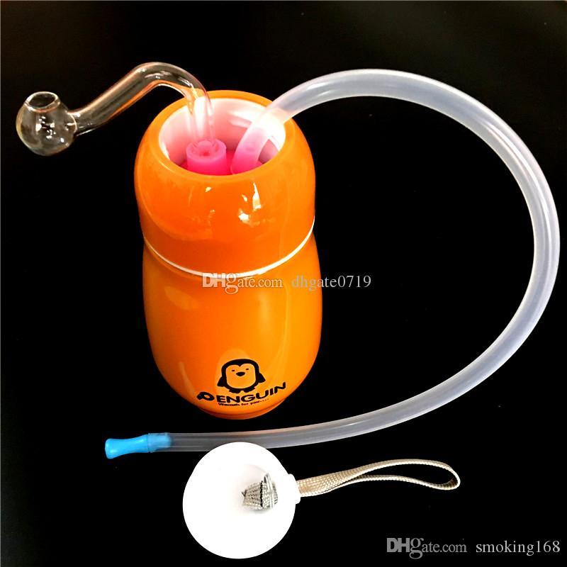 

Stainless Steel Penguin Cup unbreakable Dab oil rig Water Pipes 14mm Female Joint Oil Dab Rigs With glass Banger and hose--SP565