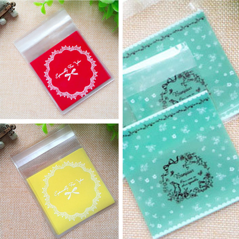 

50Pcs Baked Packaging Bags Small Biscuits Bag Handmade Wedding Party Gift Packaging Self-Adhesive Bag 7*7+3cm