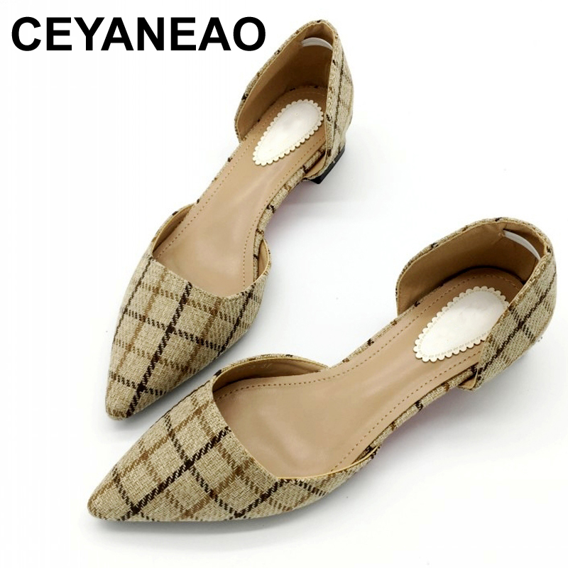 

CEYANEAO2020 New Summer Shoes Women Fashion Female Cover Heel Sandals Square Med Heel Ladies Work Plaid Shoes Footwear E808, Beige