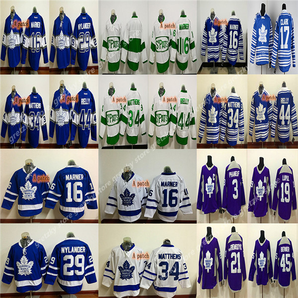 

RBK jerseys Custom Men's Kids Toronto maple leafs jerseys 17 Wendel Clark Gilmour Zach Hyman Customize any number any name hockey jersey, Blue