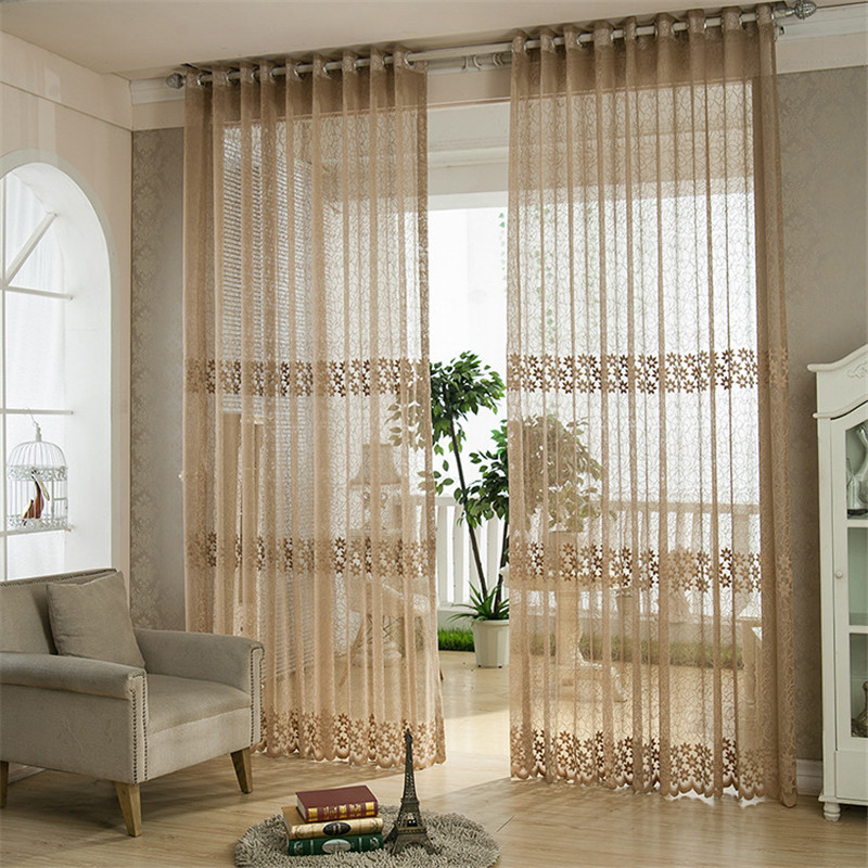

Bedroom Lace Tulle Jacquard Blackout Curtain Living Room Decorations Ceiling Brown Luxury Elegant Fabrics Fashion Sheer Curtains, Gray