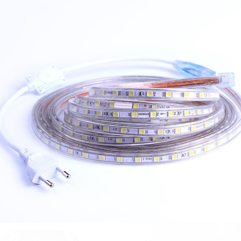 

1-10M 220V EU Plug SMD5050 M Flexible Strip Lights Waterproof Living Room Home Decoration LED Tape Light