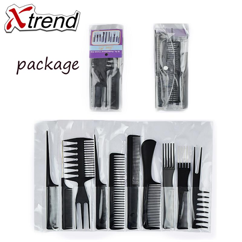 

Xtrend 10pcs/set Black Hairdressing Comb Anti-static Hair Cutting Combs Detangle Straight Hair Pro Salon Styling Tool