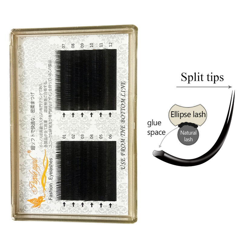 

New Matte Flat Eyelash Extensions Individual 0.15 Mink Softer Ellipse Flat Lash Split Tips Ligher Volume Looking