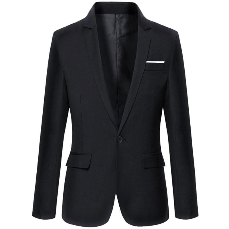 

Autumn Suit Blazer Formal Business Male Spring Men' Coat Fashion Solid Color Blazer Long Sleeve One Button Lapel Casual Fits, Black