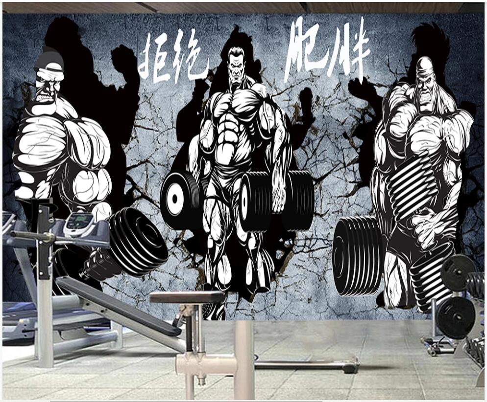 

3d wallpaper custom photo mural on the wall Breaking the wall sports fitness club home decor 3d wall murals wallpaper for living room, Non-woven wallpaper