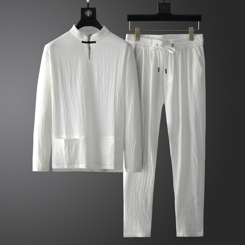 

Minglu Chinese Style Male Suits Luxury Stand Collar Long Sleeve Casual Soprt Man Sets Fashion Slim Fit Mens Tracksuit 3XL, Black