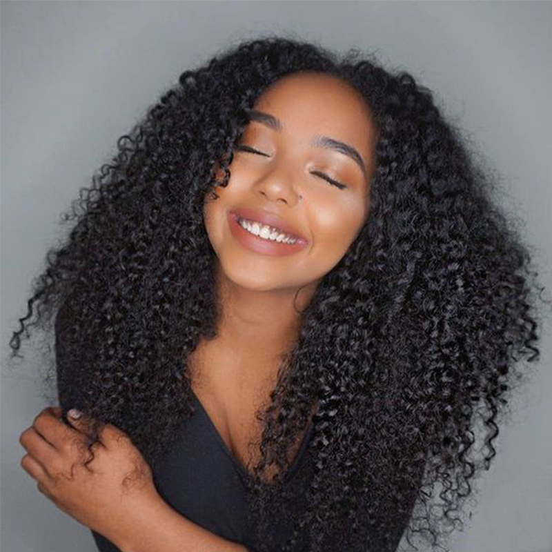 

New 150 Density Kinky Curly Wig Full Lace Human Hair Wigs For Women Glueless HD Transparent Bob Wig Fake Scalp Dolago Wigs, Natural color