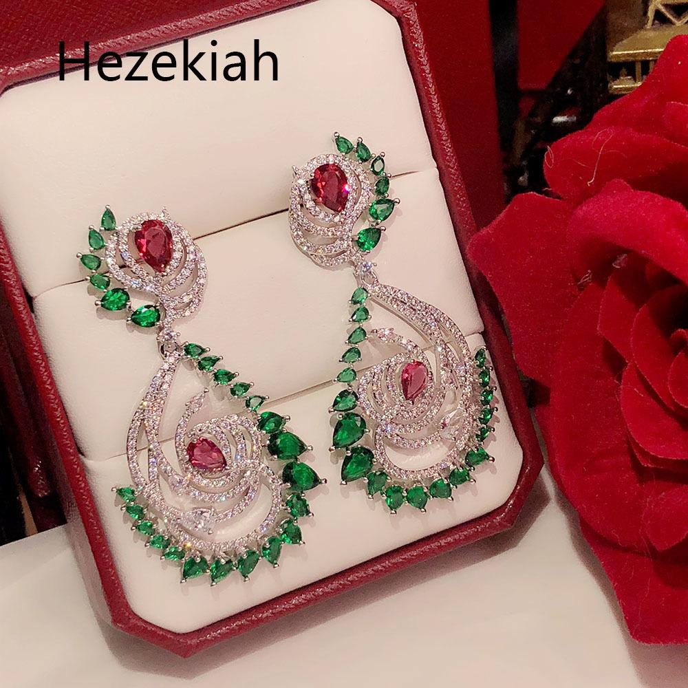 

Hezekiah S925 silver Earrings Free shipping Personality green Women's Eardrop Dance party Superior quality Luxurious flowers female, Golden