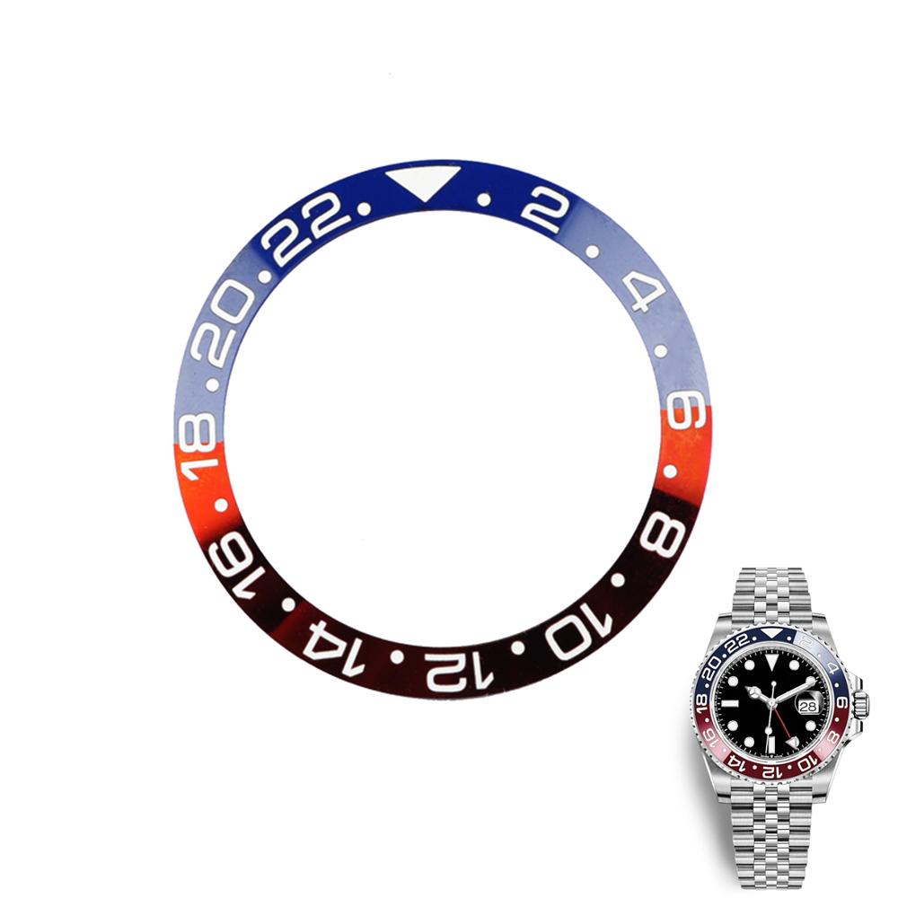 

Red With Blue Pepsi Cola Ceramic Watch Bezel For ROX GMT 38mm*30.5mm High Quality Ceramic Bezel PureTime Watch Accessories Watches Parts