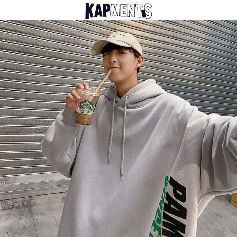 

KAPMENTS Men Streetwear Hip Hop Hooded Hoodies 2020 Man Korean Harajuku Loose Warm Sweatshirts Couple Japan Style Casual Clothes, Green
