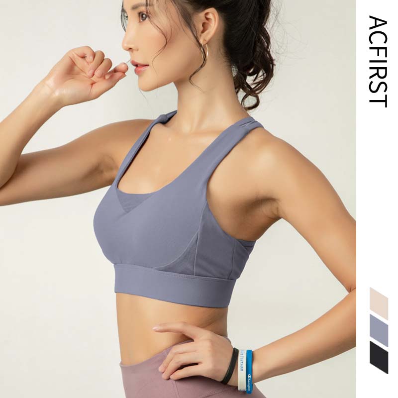 

AcFirst New Women Bras Breathable Cut Out Tops Anti-sweat Shockproof Running Padded Sports Bra Yoga Athletic Gym Fitness Workout, Pink