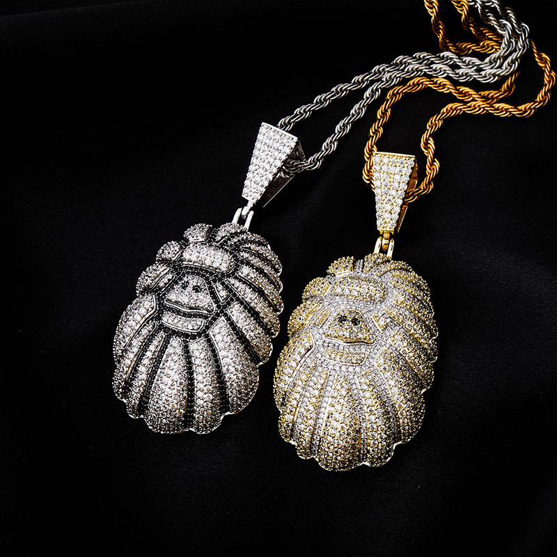

Iced Out Pendant Luxury Designer Jewelry Mens Necklace Hip Hop Bling Diamond Tennis Chain Cartoon Orangutan Charms Rapper Animal Accessories