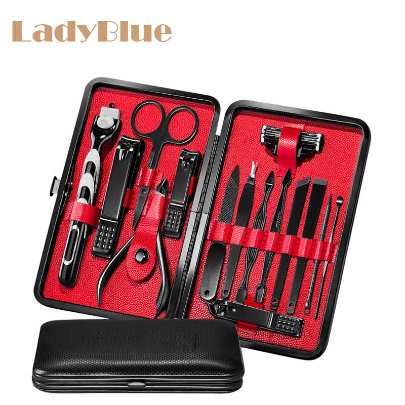 

15pcs/set Pro Manicure Set Tools Shaving Razor Nails Clipper For Men Pedicure set Kit Utility Scissors Knife Nail Art kits