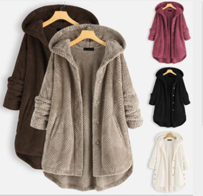 

Wholesale fashion hot style women' hooded fur coat mid-length top coat, Black
