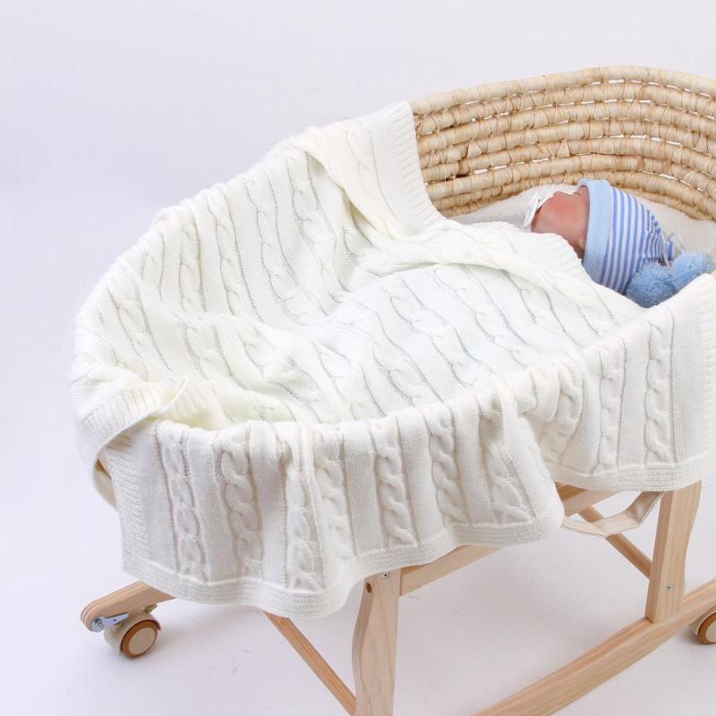 

Baby Blankets Knitted Cotton Solid Color Newborn Bebes Sleeping Bed Stroller Blanket Covers Soft Infantil Swaddle Wrap T175