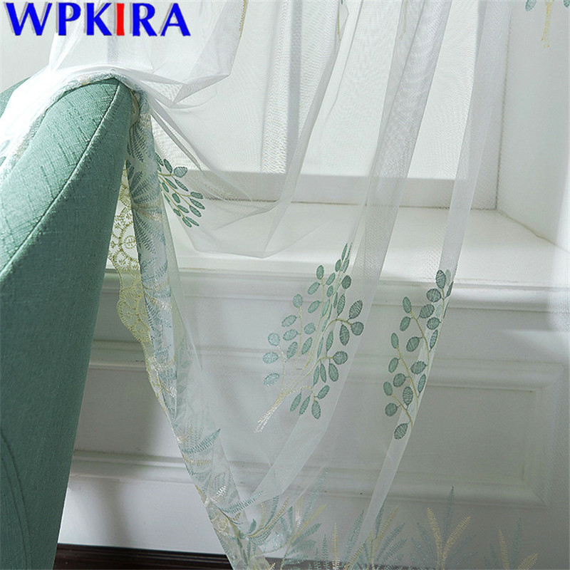

1pc Fashion Tulle Curtains For Living Room Embroidery Tree Sheer Curtains Bedroom Kitchen Sheer Volie Window Treatment X-M243#30, Tulle curtain