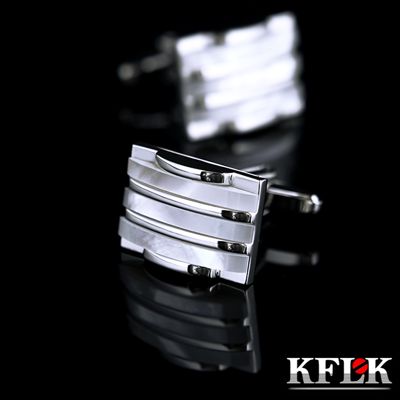 

KFLK jewelry shirt Fashion cufflinks for mens Brand Shell cuff links Button High Quality Luxury Wedding Male Free Shipping