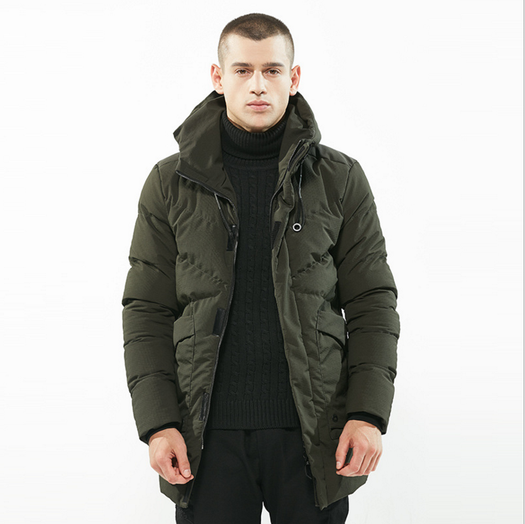 

2020 New Fashion Winter Jacket Men Hooded Parka Thick Warm Winter Male Jacket Solid Long Windbreaker Coats 3XL, Black
