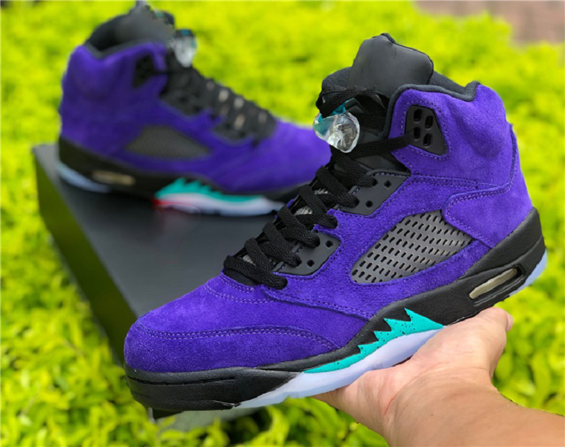 

2020 Authentic 5 Alternate Grape Ice Black Men Basketball Shoes Clear New Emerald Suede 136027-500 Sports Shoes Sneakers 7-13, Purple