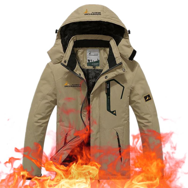 

Men's Winter Windbreaker Coat Windproof Plus Velvet Thick Warm Outerwear Male Camping Climbing Moutain Jacket GCC010, Black