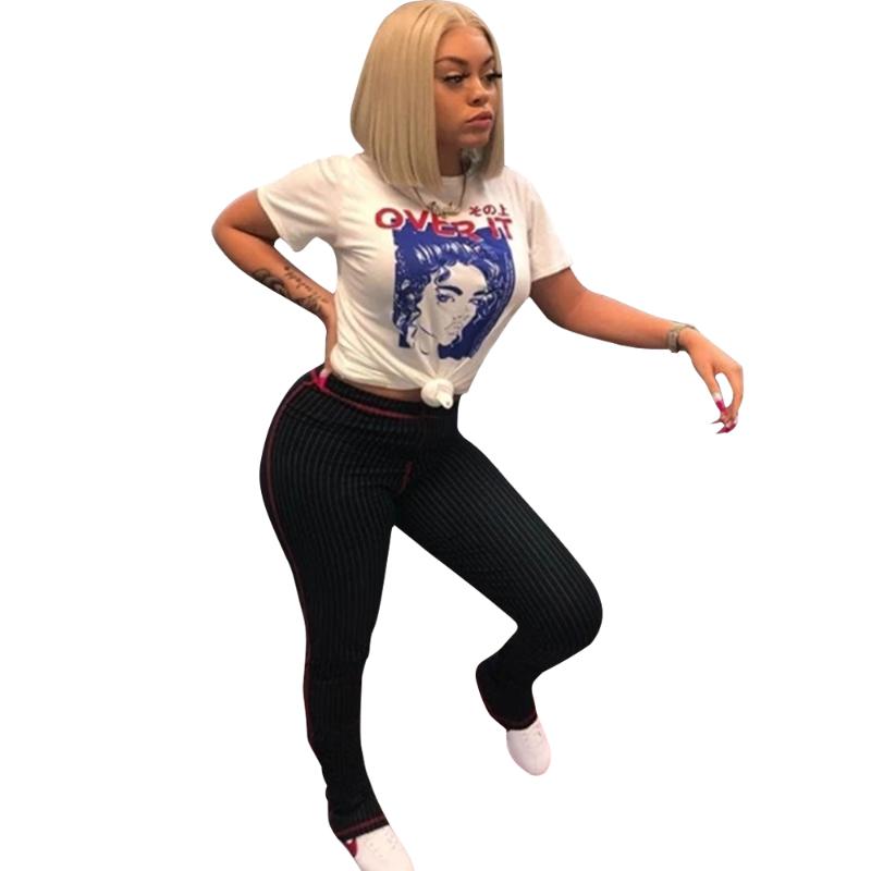 

KGFIGU 2020 New Arrival women' tights high waist pants Black stripe Punk style long trousers Casual bottoms woman clothes