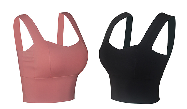 

Sports Underwear Women's -Proof Running Gathered High-Strength Professional Fitness Backless Bra Yoga Ordinary Vest, Black