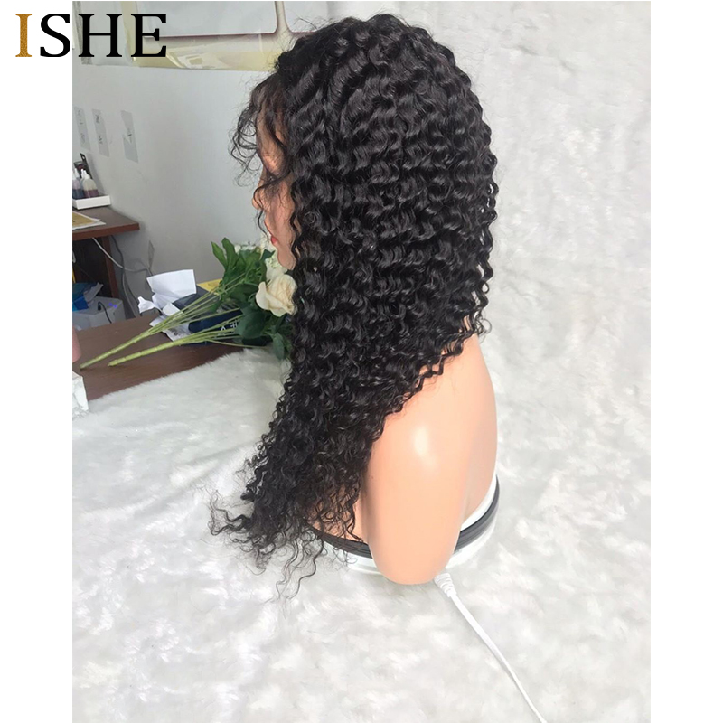 

Deep Curly Full Lace Human Hair Wigs Natural Hairline With Baby Hair Glueless Full Lace Brazilian Remy Hair Wigs, Black