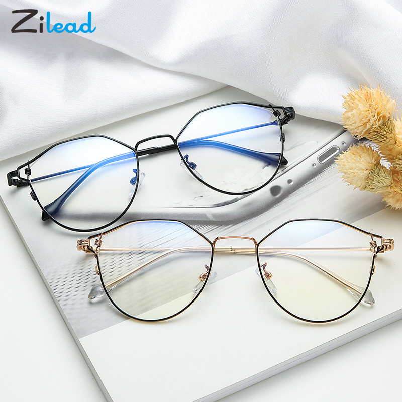 

Zilead Anti-Blue Glasses Irregular Frame Retro Optical Glasses Without A Degree Light Comfortable Fashion Computer