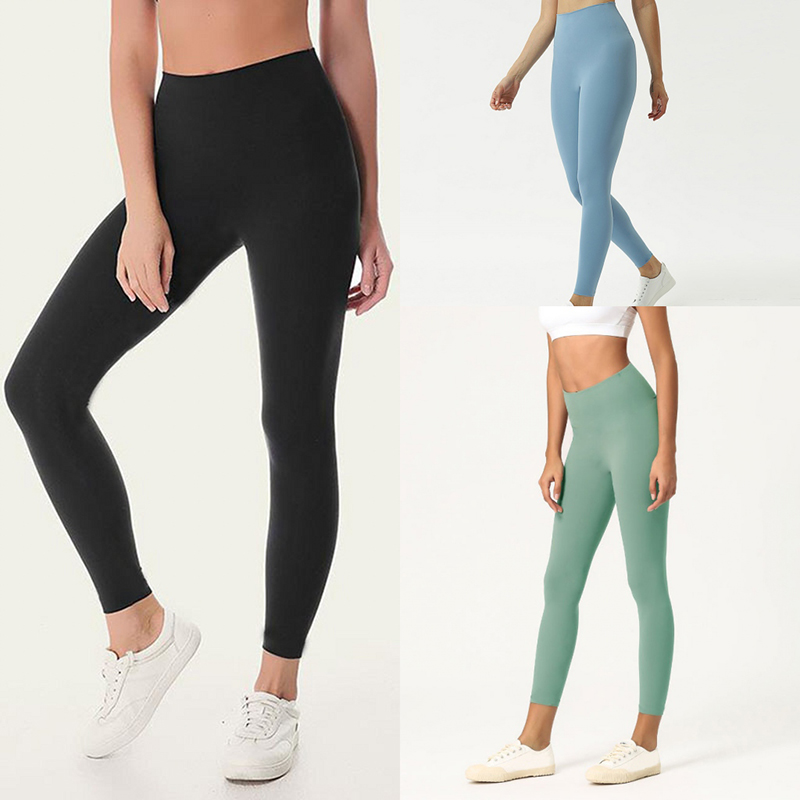 

Solid Color Women yoga pants High Waist Sports Gym Wear Leggings Elastic Fitness Lady Overall Full Tights Workout XS-XL, Ice grass green