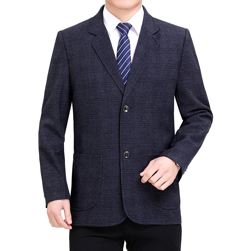 

Dark Plaid Lines Blazer Homme Plus Size Jacket Suits Single Breasted Outfits Nocthed Collar Smart Casual Costume Blazers Men, Heihui