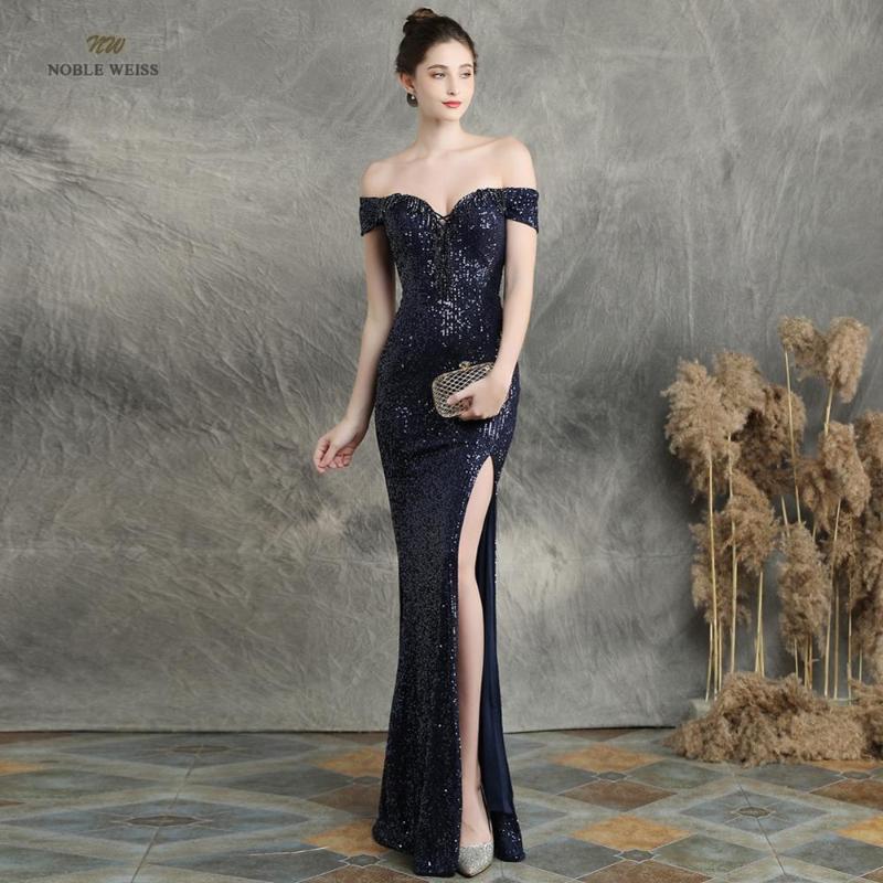 

prom dresses 2020 black mermaid elastic party dress sexy split vestidos de gala boat neck long prom gown