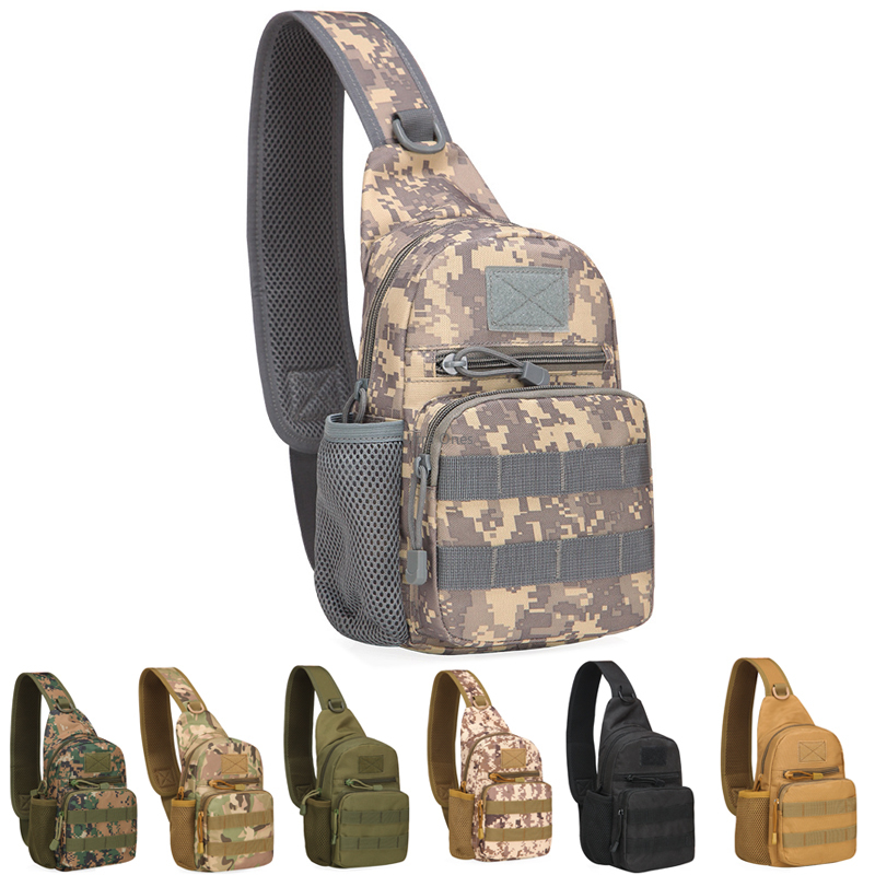 

Tactical Hunting Shoulder Bags Men Shooting Cs Paintball Travel Chest Bags MOLLE Hiking Camping Camouflage Chest Pack, Woodland digital
