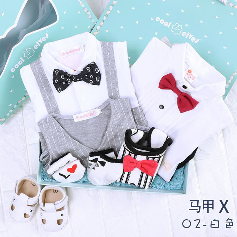 

2 sets clothes in one box Newborn baby clothes cotton clothing gift summer jumpsuit kids 100 days birthday gift gentleman boy