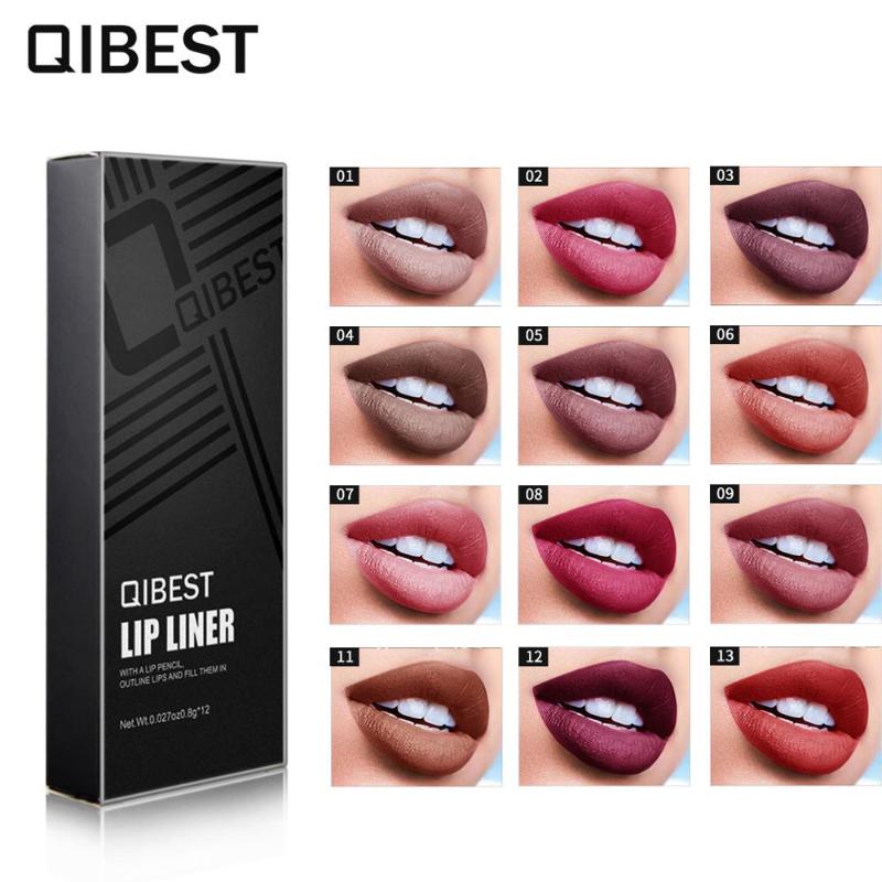 

12pcs/set Waterproof Matte Lipstick Pencil Lip Liner Makeup Contour Lip Tint Sexy Batom Mate Long Lasting Moisturizer Lipliner, 1 set