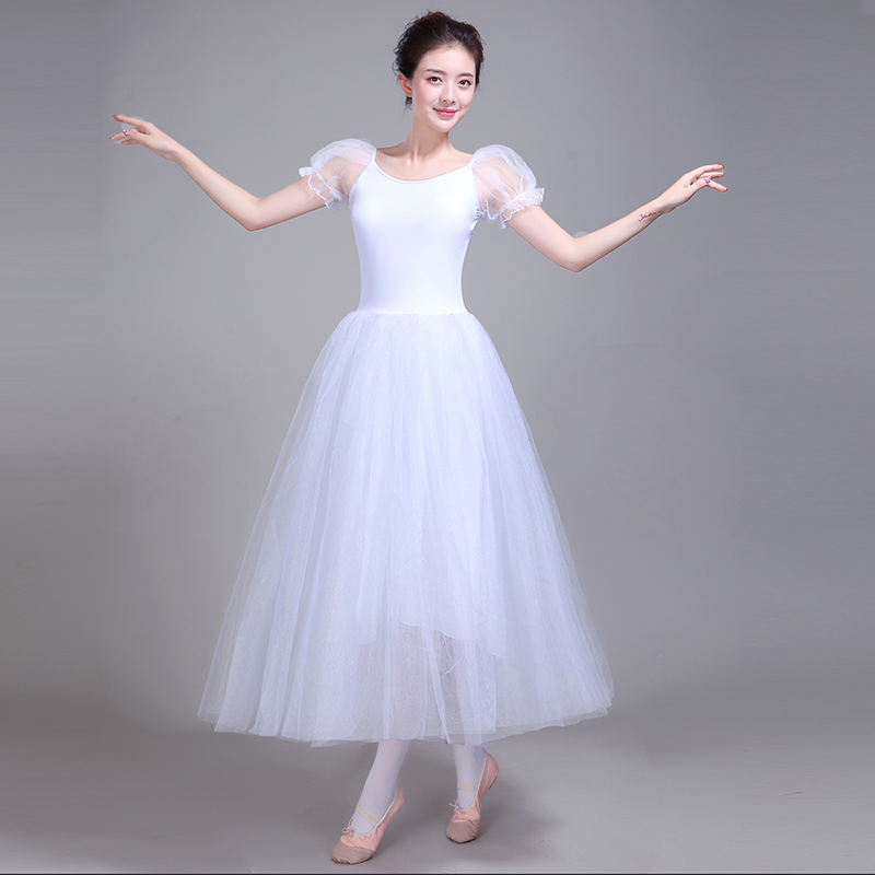 

Ballet skirt adult adult female practice performance out of the gauze skirt puff sleeves in the long white swan professional, Pink