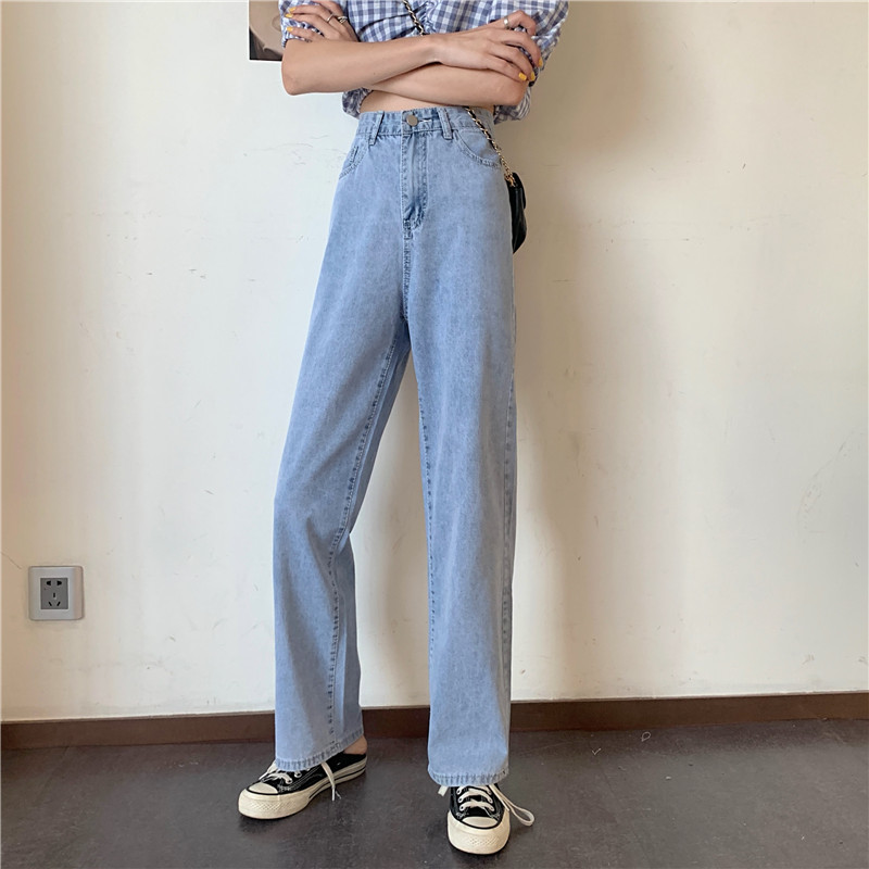 

2020 new trousers high waist jeans women summer thin straight straight loose mopping pants were thin and tall pants, Blue