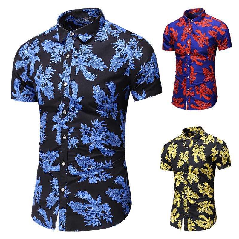 

Young Men Flower Shirt Short Sleeve Summer Loose Comfortable Men Beach Shirt Large Size 7XL Mens Casual Shirts, Blue